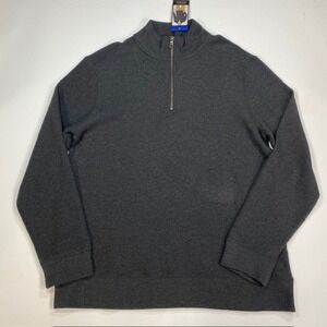 Banana Republic Waffle Quarter Zip Pullover Dark Gray Heather Size L